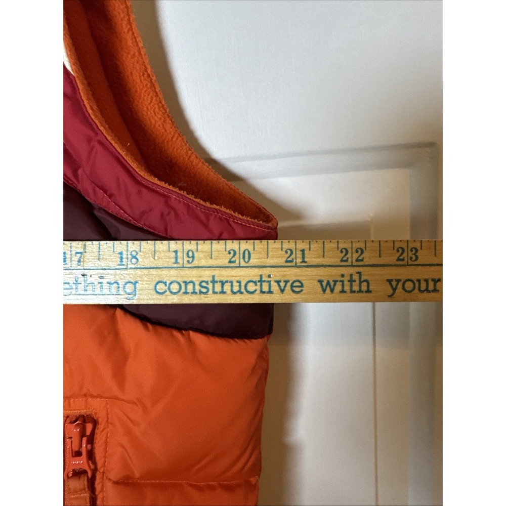 Vintage Y2K Old Navy Down Puffer Vest Womens Large‎ Orange Colorblock Zip - Picture 5 of 8